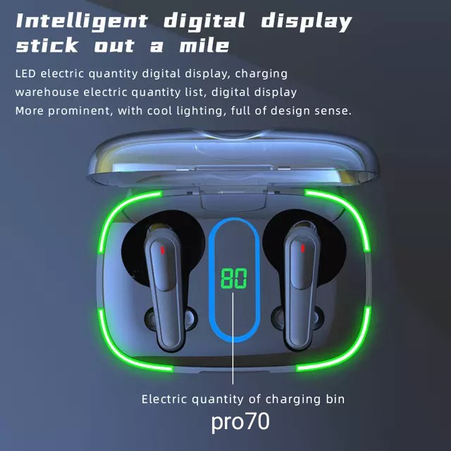 PRO70/PRO60 TWS Gaming Wireless Headphones 5.1 Bluetooth Earphones Touch Control Sports Headset Earbuds With Microphone