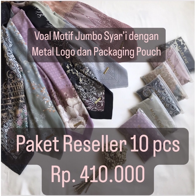 Marlene - Hijab Segiempat Voal Motif Jumbo Syar’i (Paket Reseller)