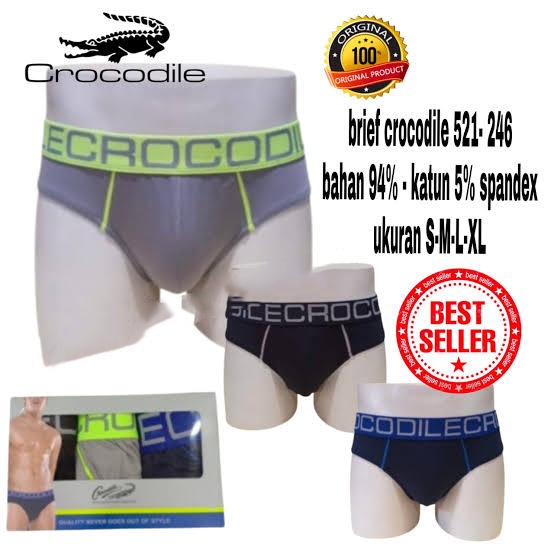 1 Box isi 3 Pcs Celana Dalam Crocodile 521 246 - CD Pria - Karet Boxer