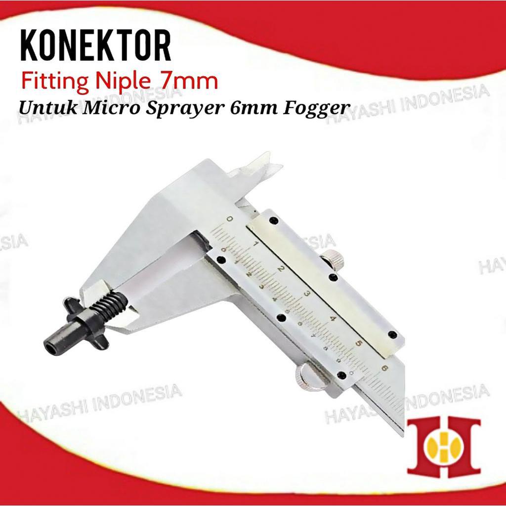 Nepel Ulir 7mm Konektor Fitting Niple Untuk Micro Sprayer 6mm Fogger-10Pcs