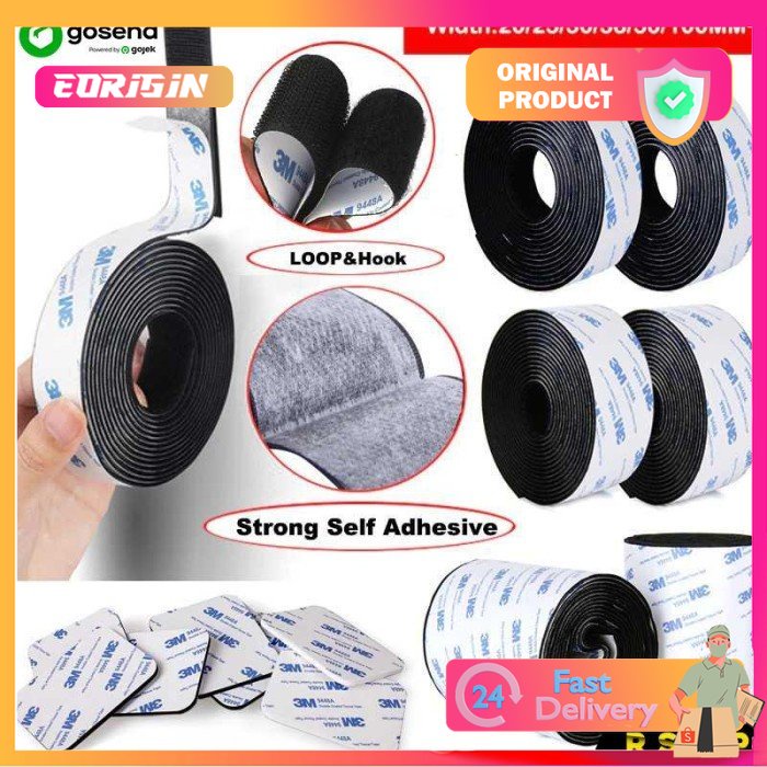 

Lakban Double Perekat Velcro Hook and Loop Magic Nylon Sticker 1 Meter