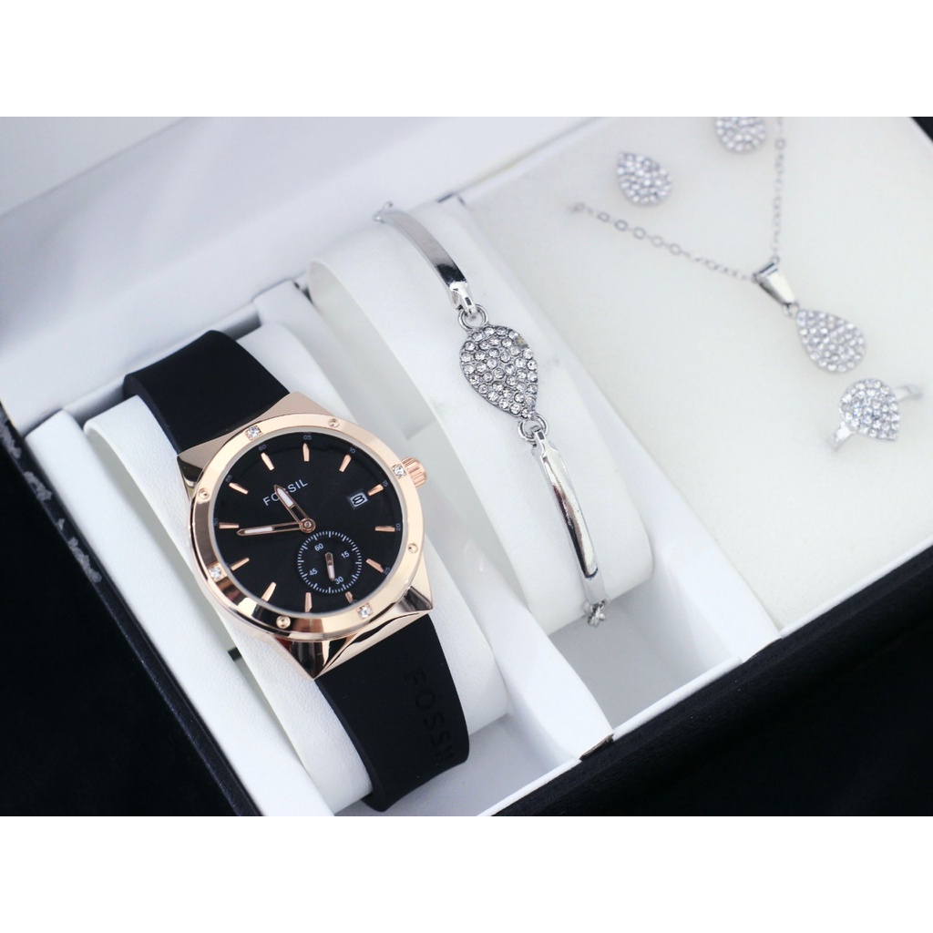 BEST SELLER JAM TANGAN WANITA FS J125 TALI RUBBER BODY BULAT DM 3.5CM FREE BOX ACC &amp; BATERAI || JAM TANGAN FASHION WANITA JAM TANGAN CEWEK MURAH