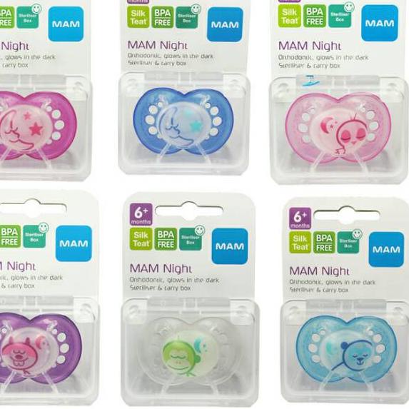 Terbaik.. MAM Night / ORIginal / AIR Pacifier Orthodontic Empeng Bayi [0-6bulan] - Empeng Bayi