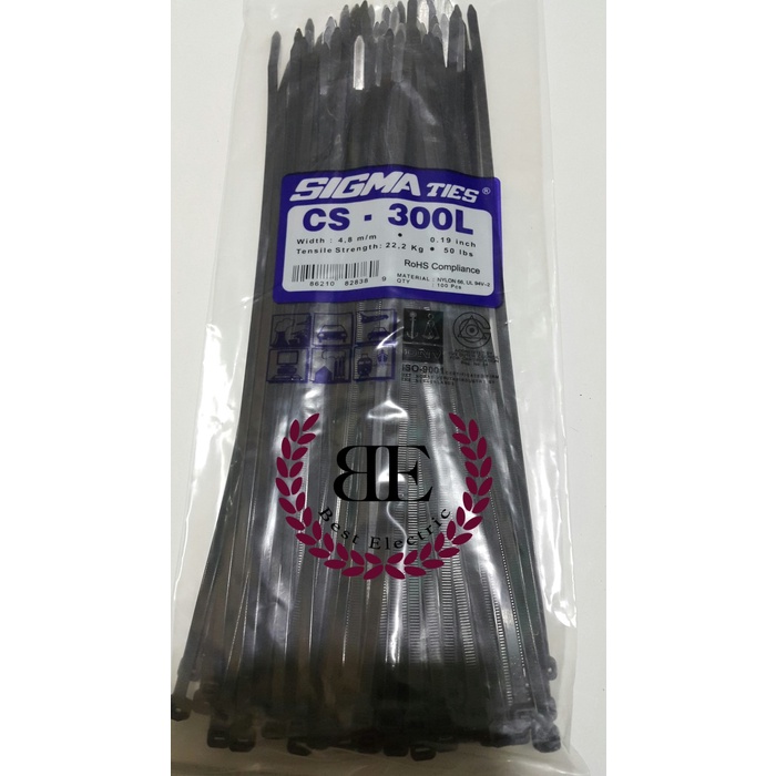 

TERPERCAYA Kabel Ties / Kabel Tis / Cable Tie CS 300 L Hitam 30 cm SIGMA CS300L Code 4597