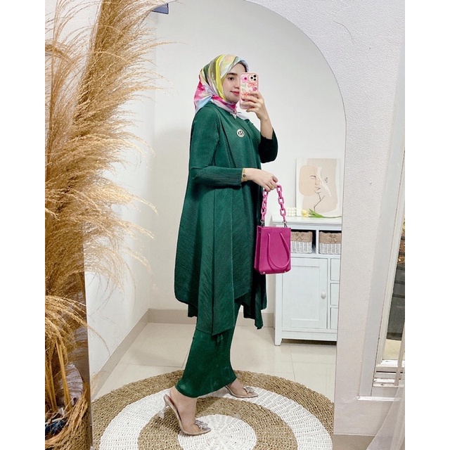 Nabila pleats set (set longtunik + rok plisket)