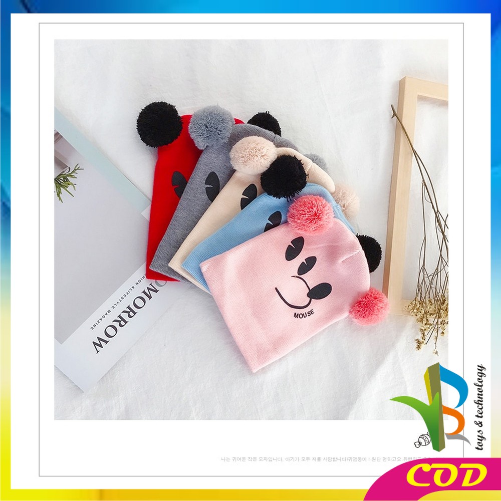 RB-P17-25 Topi Kupluk Anak Karakter Kucing | Bear / Topi Rajut Bayi Korea / Topi Anak Laki &amp; Perempu