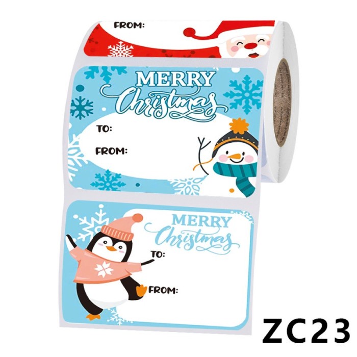 250pc xmas sticker label tempelan bingkisan kado natal 7.5x5cm - hiasan natal