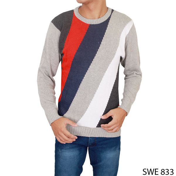 Sweater Pria Elegan Rajut Abu – SWE 849