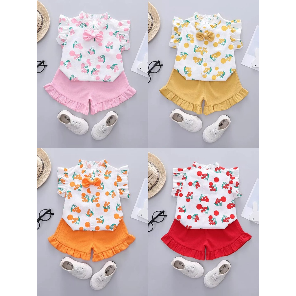 Baju Cherry Stelan Anak Perempuan Cherry Baju Cherry Fashion Anak Baju Anak Set Baju Anak Cewek Import