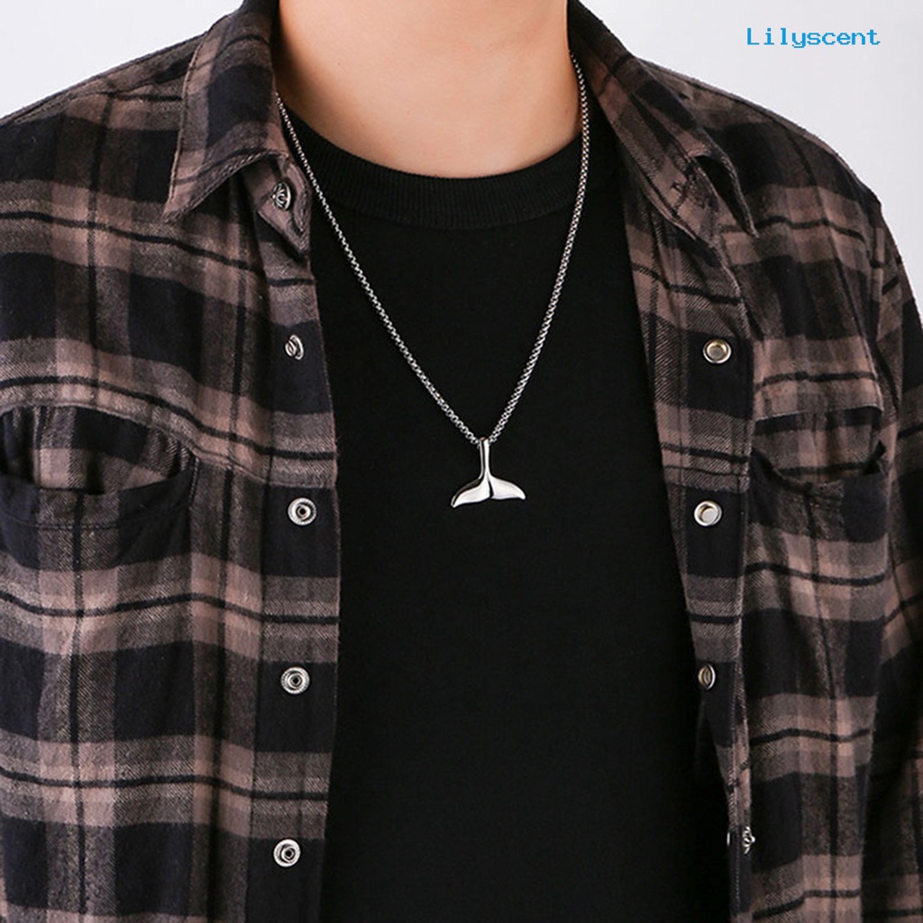 [LS]Pendant Kalung Hip Hop Geometris Electroplating Kilau Cerah Fadeless Hias Hadiah Pria Wanita Ekor Paus Choker Kalung Rantai Untuk Pacaran