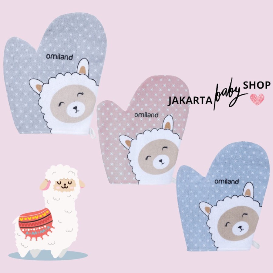 Handuk Lap Mandi Bayi  Omiland Washlap Tangan Motif Alpaca Waslap Handuk Tangan - Bayi Online Shop