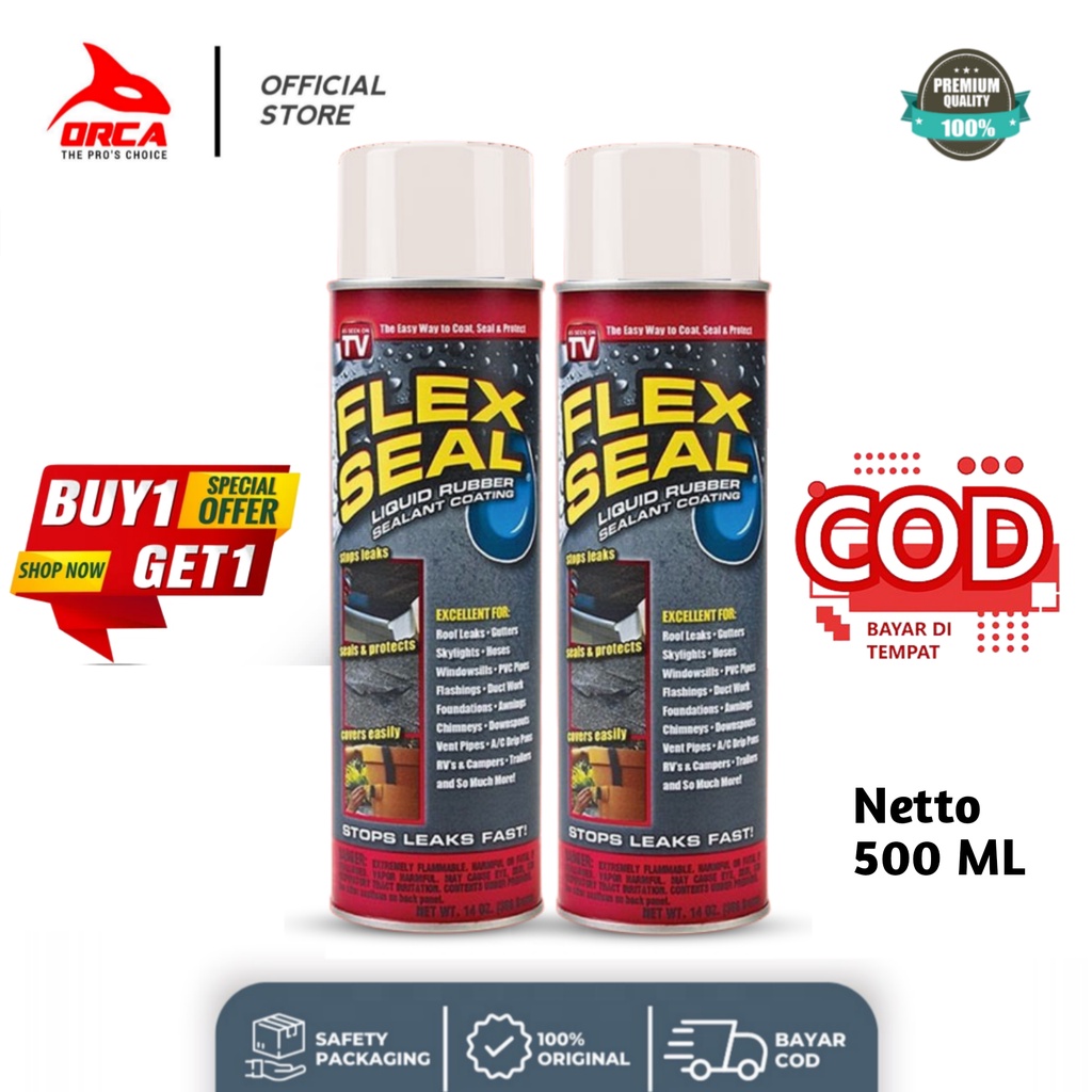 BUY 1 GET 1 FLEX SEAL Spray Anti Bocor Spray Pelapis Atap Anti Bocor Rubber Sealant Spray 500ml penambal retakan