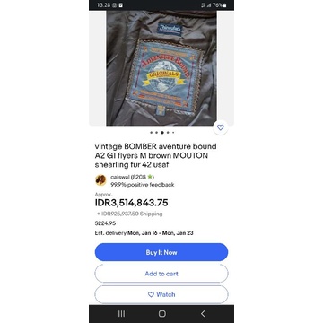 WILSONS jaket kulit pilot A2 bomber adventure bound by wilson not avirex schott