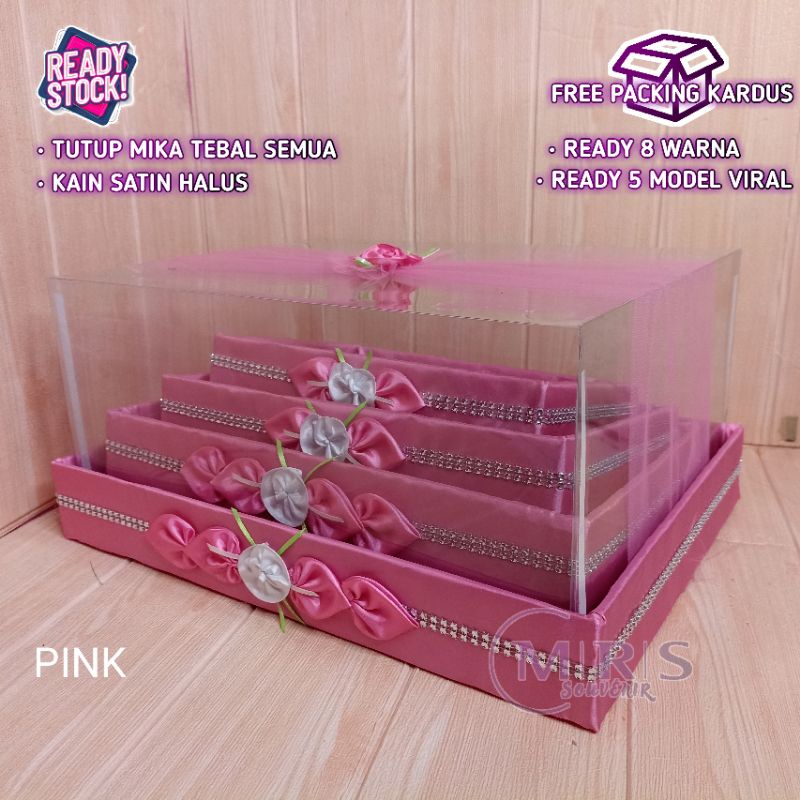 Termurah Paket 4 Pcs Kotak Seserahan Mika Tebal Box Hantaran Hias Bunga Mawar Elegant
