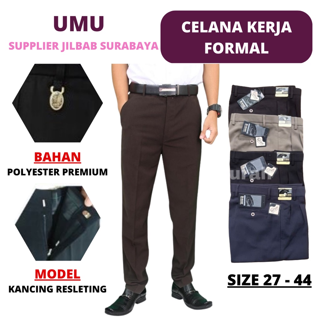 Celana Kain Kardinal Cardinal size jumbo 27 - 44 HITAM