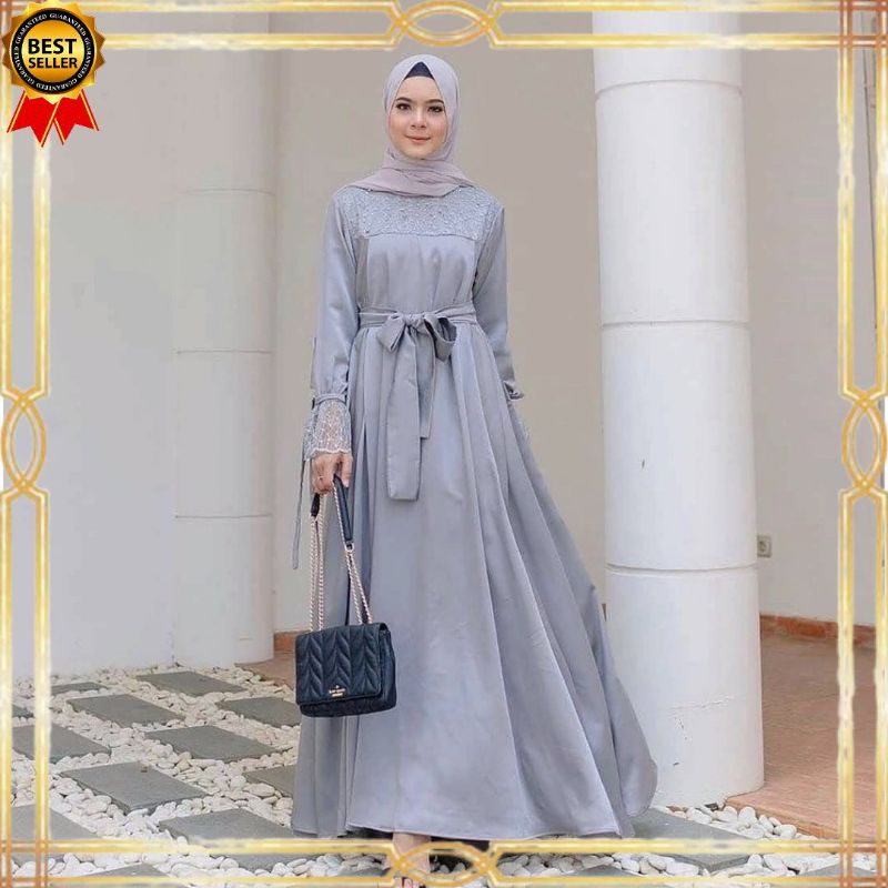 COD - Zhirana Dress Maxy Brukat Import Premium Ld 102 Fit L Pakaian Wanita Kekinian Gaun Gamis Maxi 