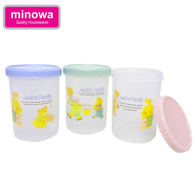 Minowa Toples Plastik 520 ML Food Container (3 WARNA)