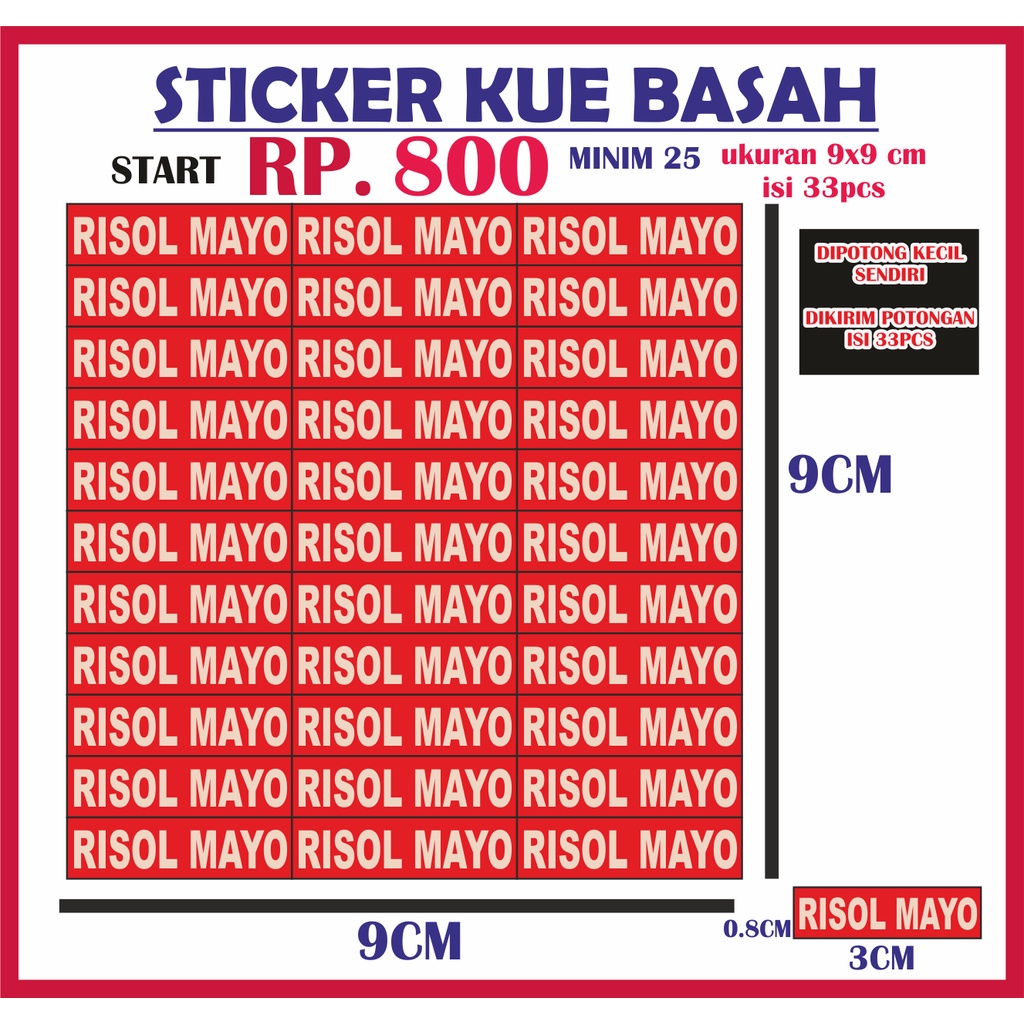 Stiker label nama kue basah. Stiker kue. Nama kue. Stiker produk. Stiker varian