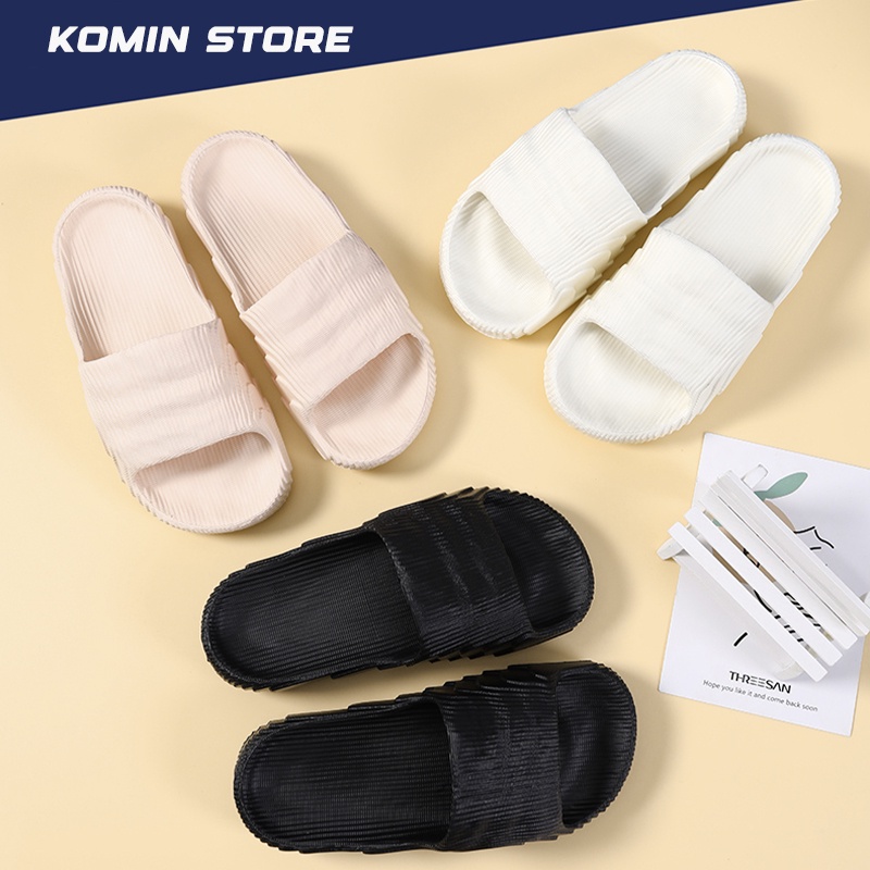KOMIN Adilette-Sandal Wanita Sendal Rumah Pasangan Sandal Selop Karet EVA Flip Flop Tangga Non-Slip Kamar Mandi Sandal Dan Sandal Musim Panas SIZE 36-44