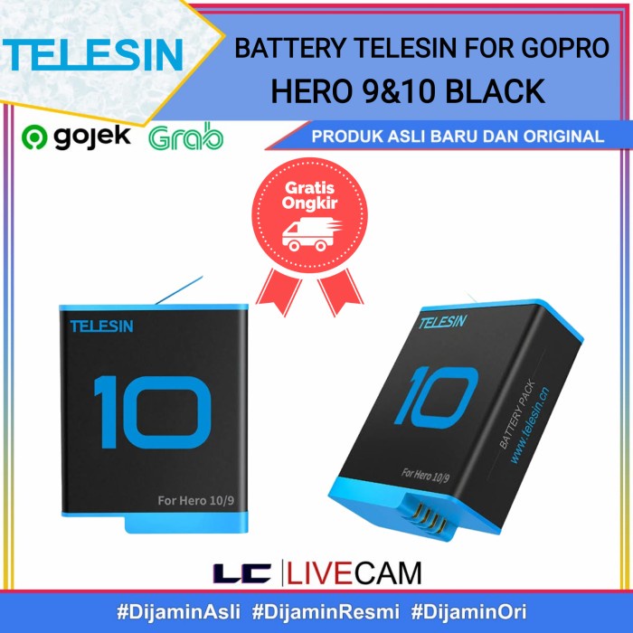 BATERAI TELESIN FOR GOPRO 9 & 10 BLACK / TELESIN BATERY FOR GOPRO 9&10