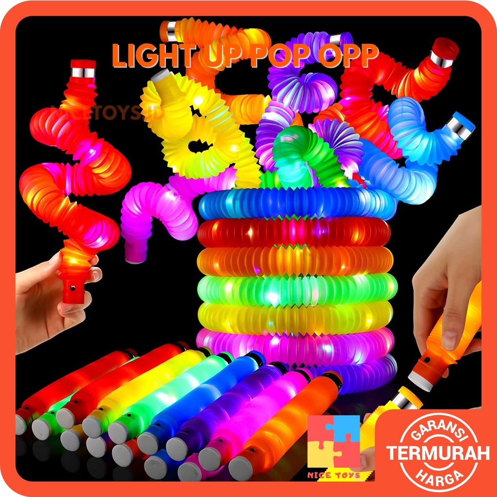 Mainan Pop Pipes Light Up Pop Pipes Mainan Lampu Led Anak Pop Tubes Light Pop Tubes Led Fidget Toys Glow In The Dark