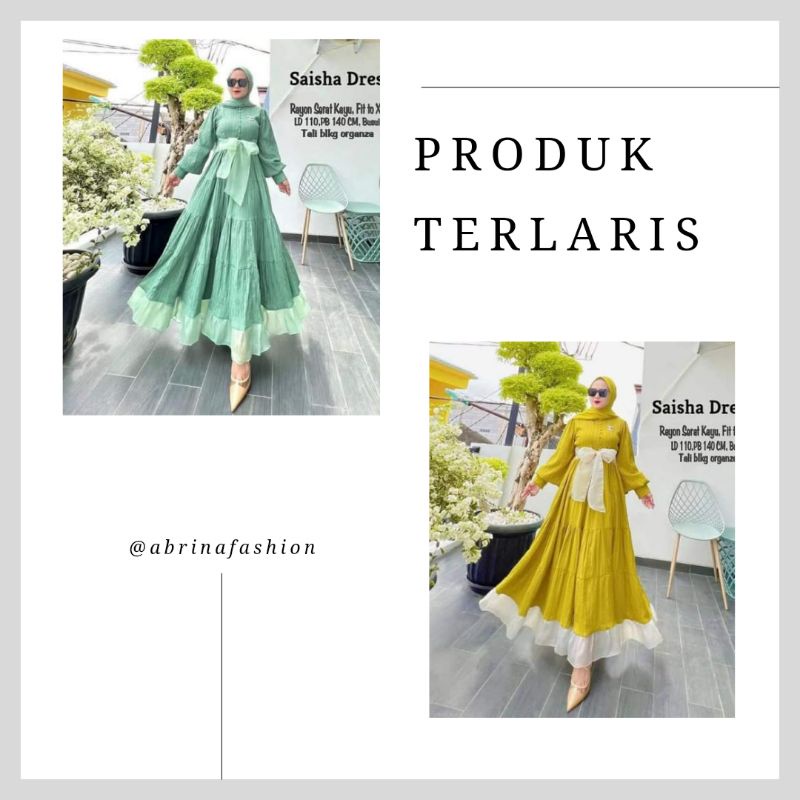 Saisha Dress Muslim Premium Maxy Gamis Airflow 2023 | Gamis Wanita Muslim Terbaru 2023 Viral Tiktok 