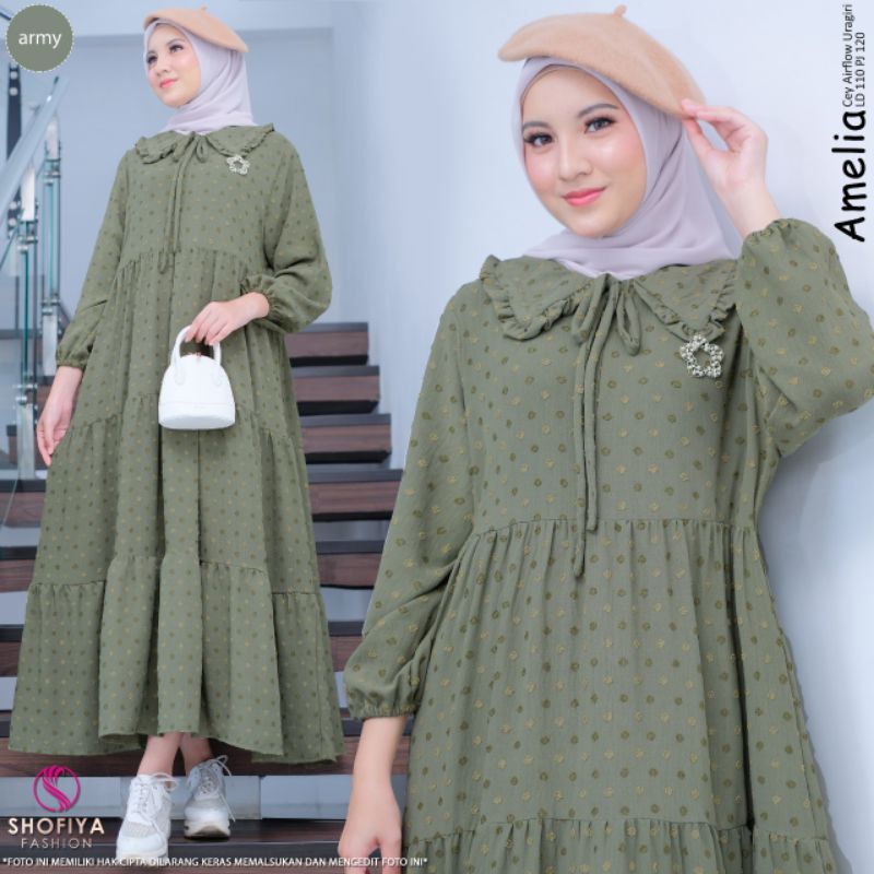 AMELIA, PUNGKY Midi Series Dress Ori by Shofiya Fashion