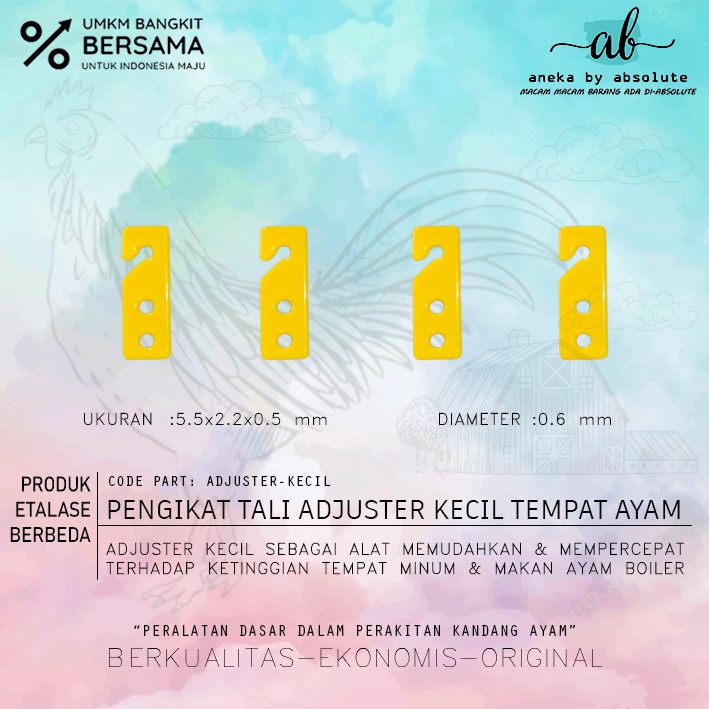 Adjuster Kecil Besar Cord Pengikat Tali Pakan Mangkok Ayam Perternakan Kandang Ayam Unggas - Absolut