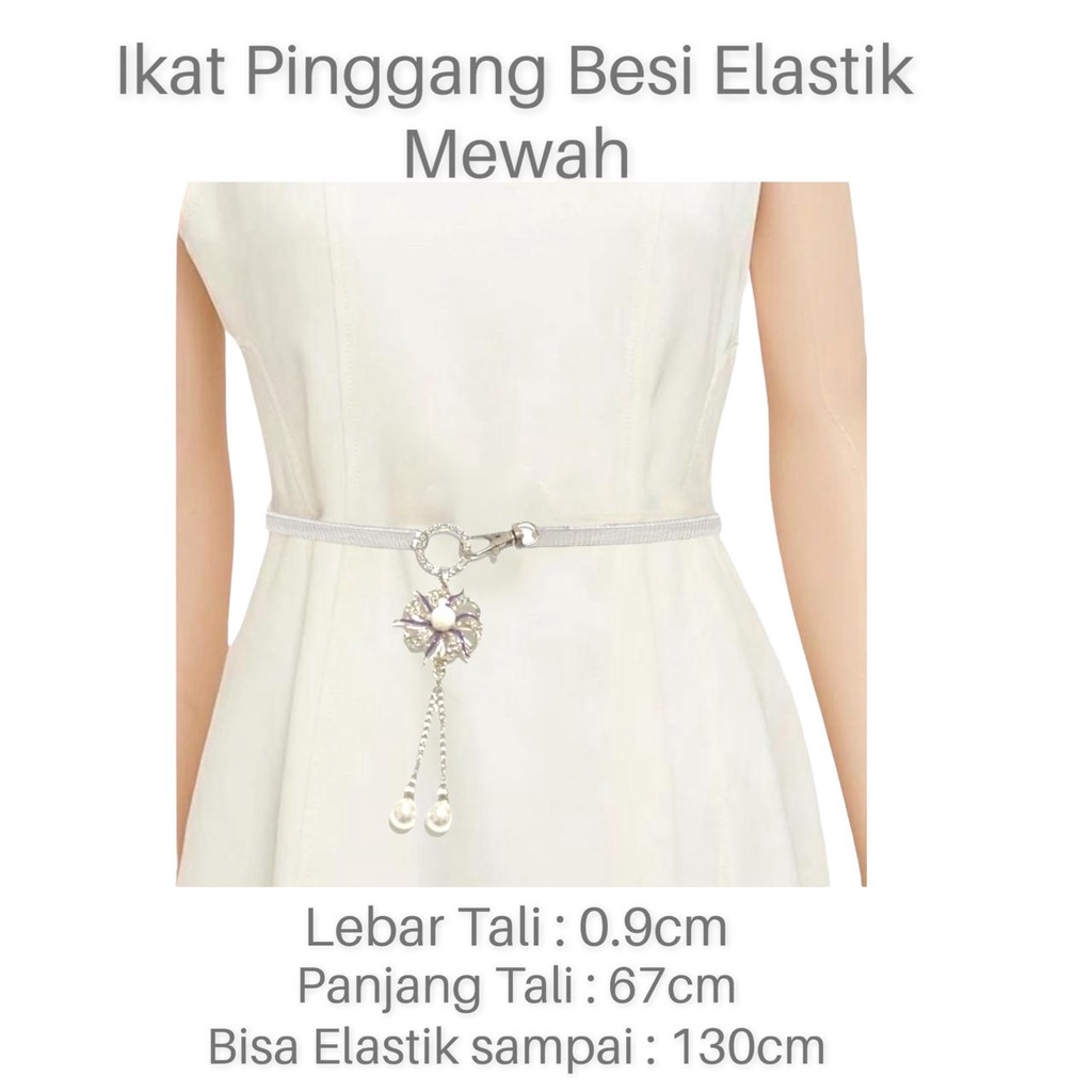 UP Gesper wanita Belt Ikat Pinggang Dres Elastis Besi Permata Terbaru untuk dress gamis tunik/gaun/muslim 30-35