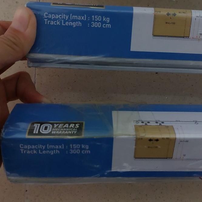 D6 Rel Pintu Gantung Aluminium Kayu Dekson 3 Meter Double Sliding