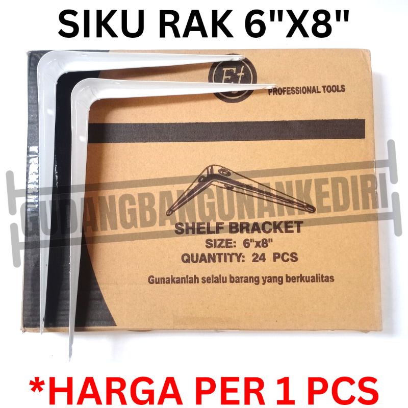 Siku rak 6 x 8 inch bracket dekorasi ruangan putih gantungan varian size LENGKAP