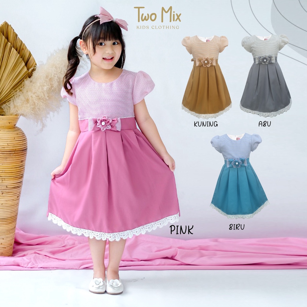 Two Mix Dress Anak Perempuan Fashion - Baju Anak Perempuan Lebaran 1-12 Tahun 4078