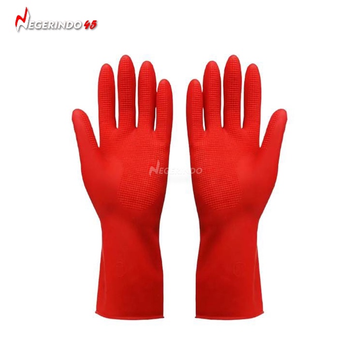 SARUNG TANGAN KARET LATEX MERAH DOTTED RUBBER HAND GLOVES TEBAL BERKUALITAS TEBAL