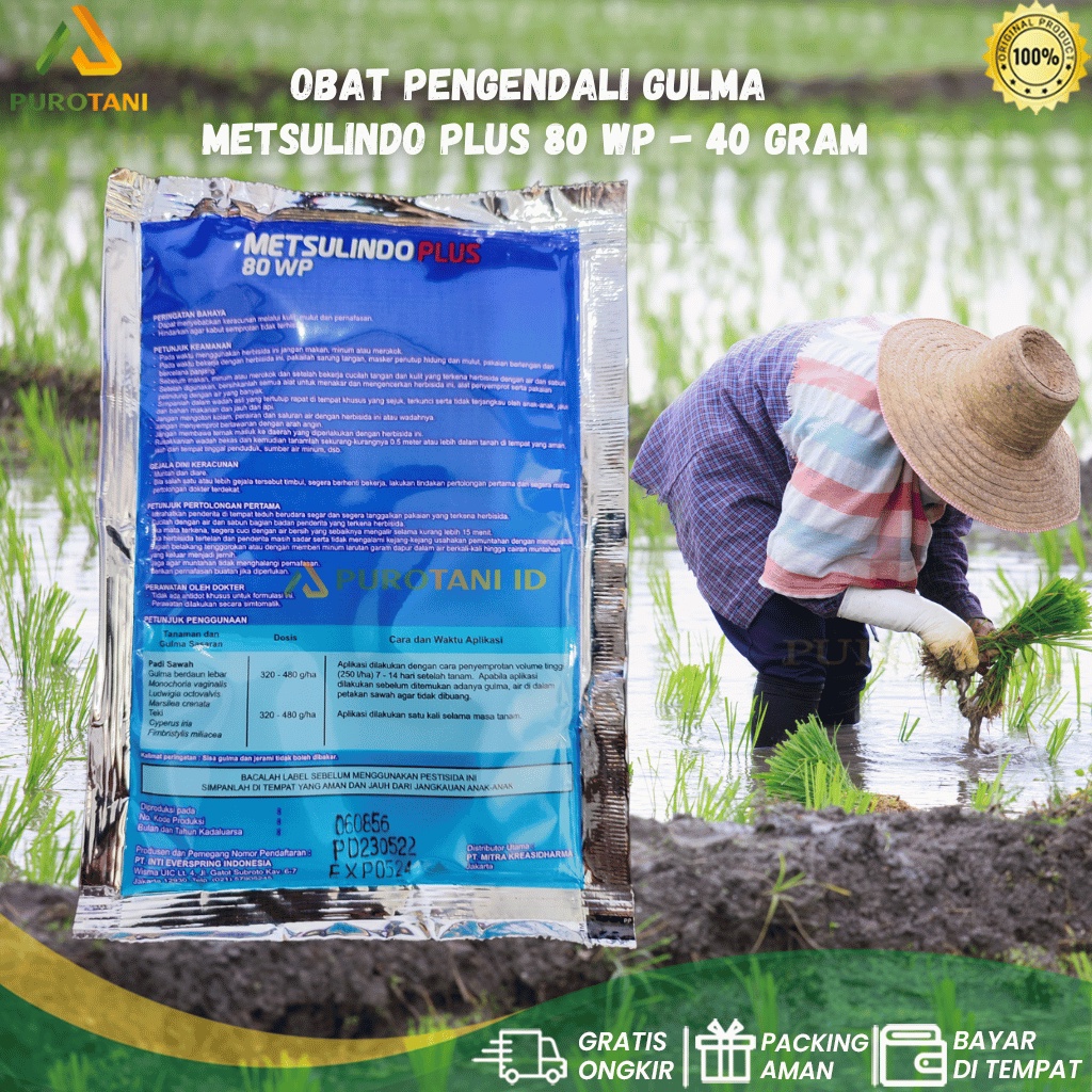 Obat Pengendali Rumput Gulma METSULINDO PLUS 80 WP 40gr