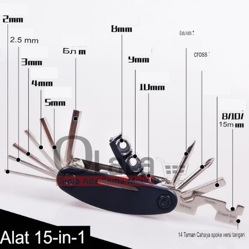 ( OJE ) TOOLKIT KUNCI SEPEDA SET 15 IN 1 OBENG KUNCI L TOOL KIT UNITED TOOLS JS-S8077