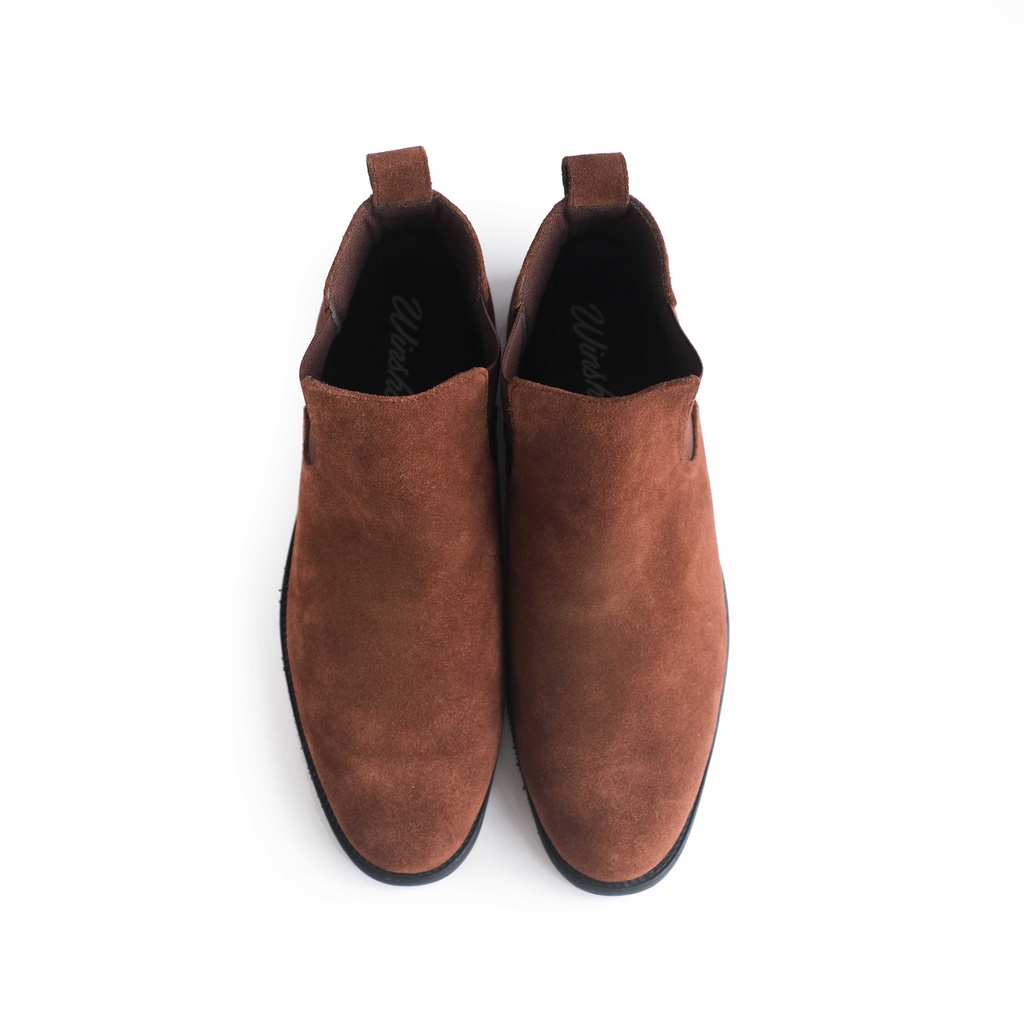 Sepatu Boot Kulit Pria - Winshor - Tobiaz - Brown suede leather