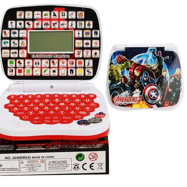 Hot Brand mainan edukasi anak laptop 4 bahasa + layar (inggris indonesia mandarin arab)