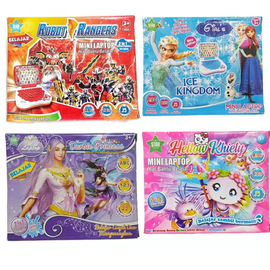 Mainan Anak Edukasi Laptop/Laptop Mini Belajar Untuk Anak Perempuan Dan Laki Laki 4 Bahasa
