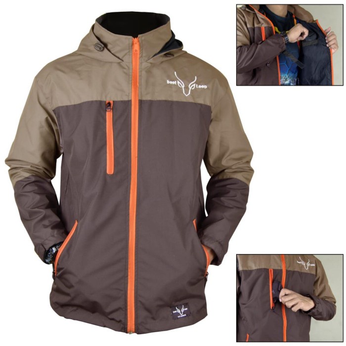 ⭐BISA COD⭐ JAKET WATERPROOF PRIA/OUTDOOR/CAGOULE/GUNUNG/HODDIE/TASLAN JN/EIGER - Cokelat, All Size