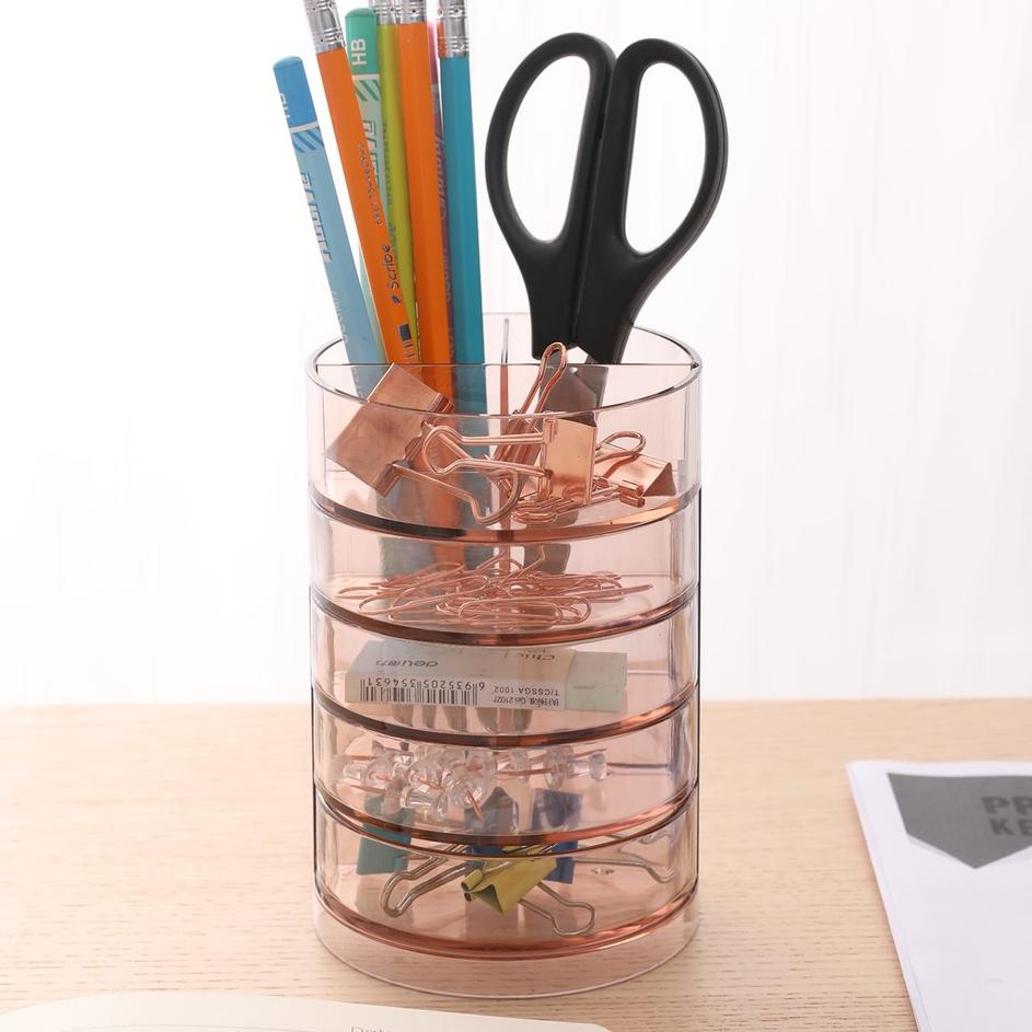 

[C-75 ㊚] Deli Tempat Ballpen Desk Organizer 4 laci yang dapat di putar Bahan berkualitas tahan lama E904-terviral