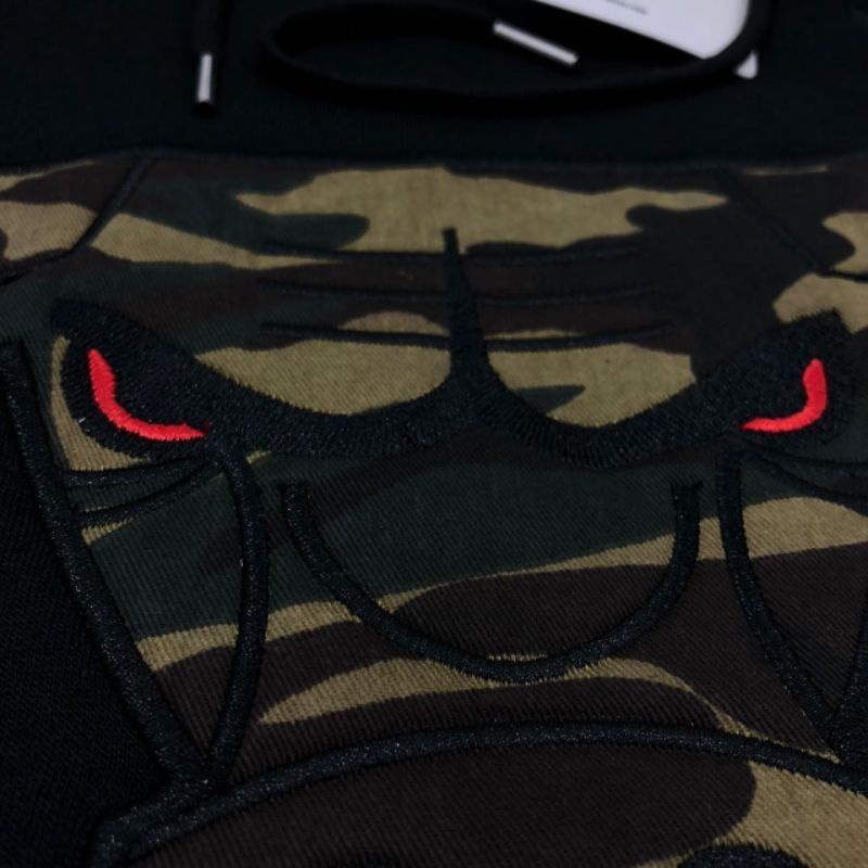 SWEATER HOODIE CHICAGO BULLS HEAD CAMO HITAM BORDIR AUTHENTIC