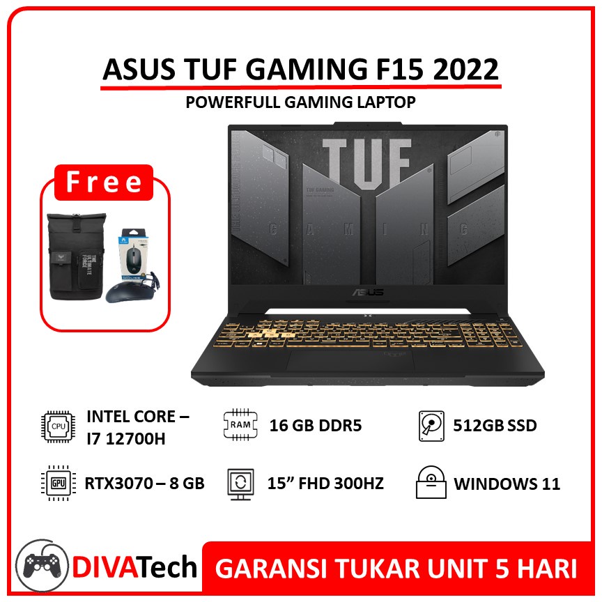 Asus TUF GAMING F15 2022 i7 12700H 16GB/1TB RTX3070 8GB FHD 300HZ W11 | Laptop Asus TUF