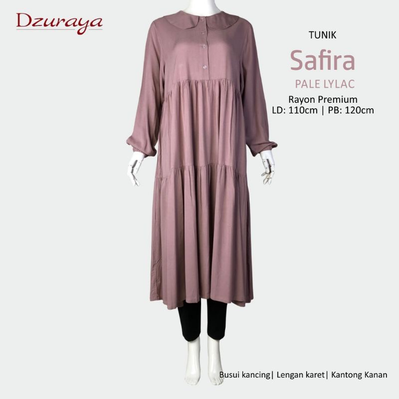 Dress Tunik Baju Muslim lengan panjang rayon premium All Size fit to XL Safira by Dzuraya