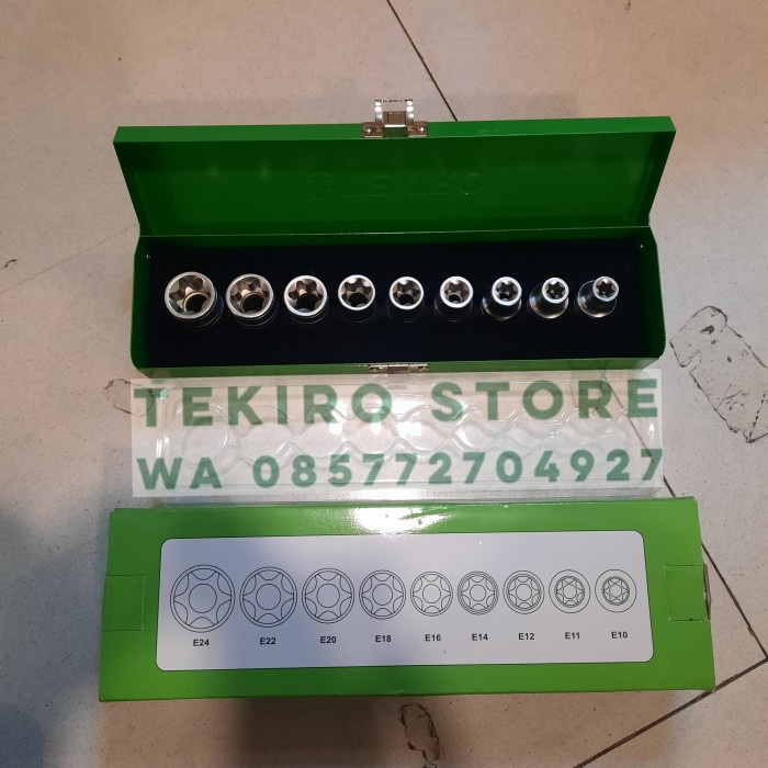 kunci shock bintang TEKIRO set 9 pcs 1/2" Dr box besi