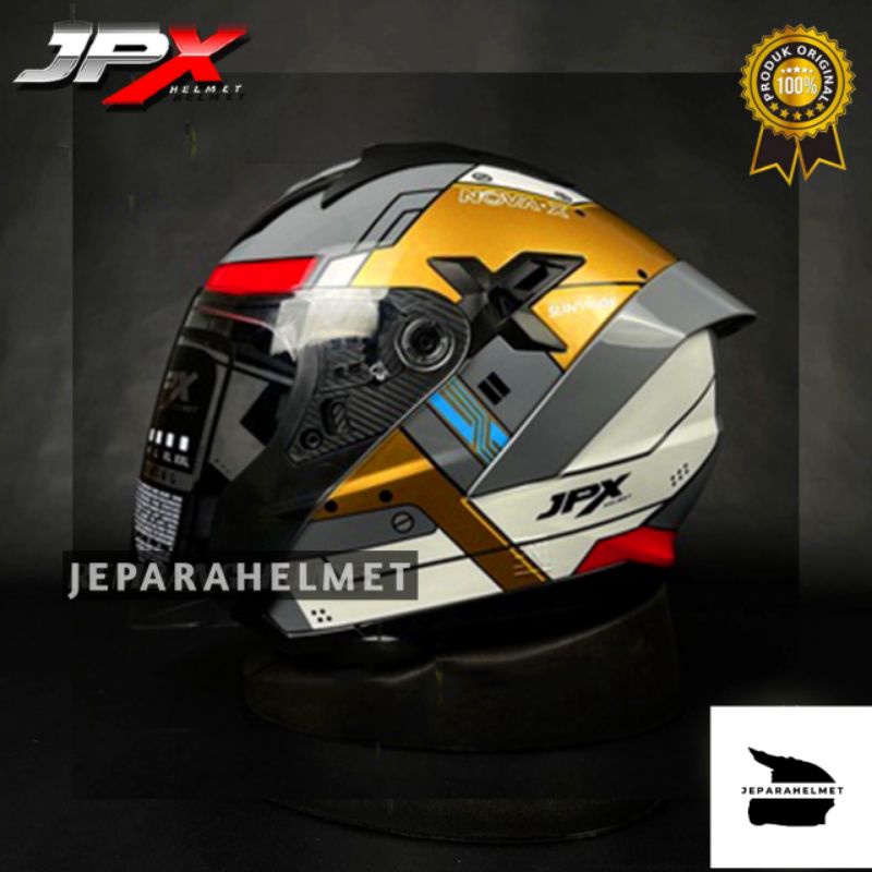 Helm JPX Nova X Motif N5 Escape Gundam Double Visor Viral | JPX Nova-X Half Face Double Visor Motif 