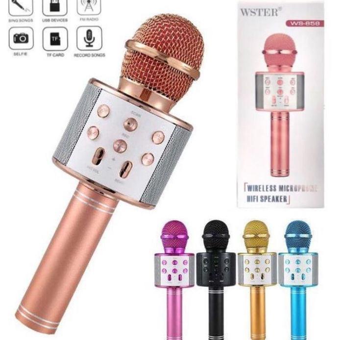 [WGE.21De22p] Mic Bluetooth Ws 858 Mic Karaoke Wireless Portabel Mic 858