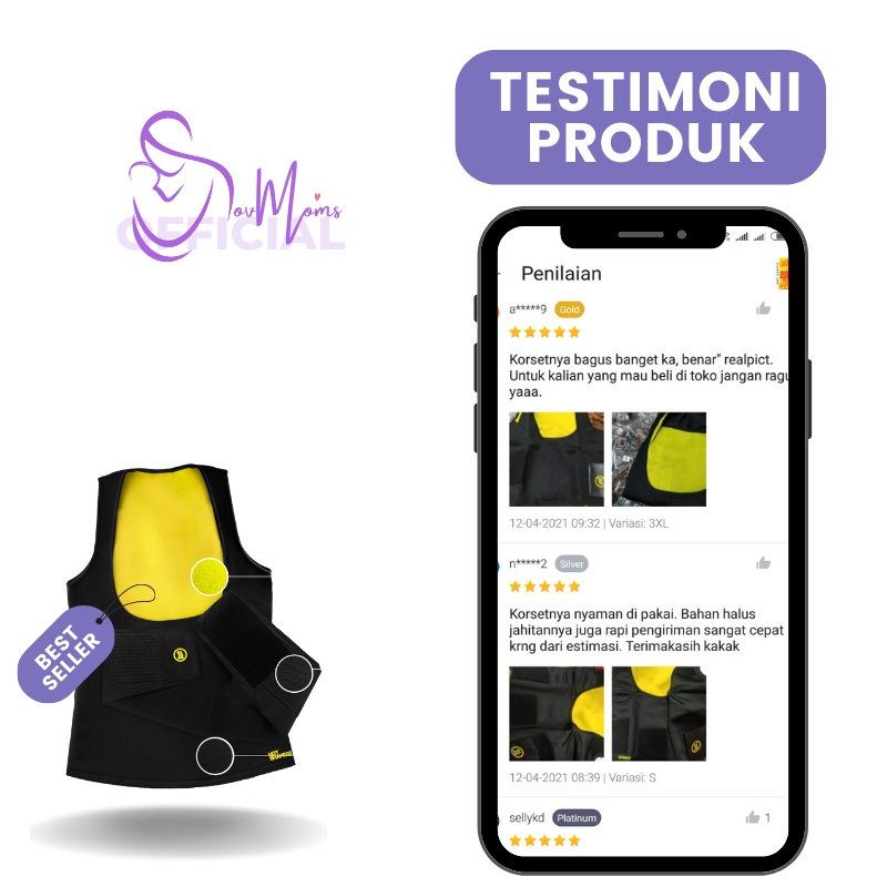 Korset Mengecilkan Perut Korslet Pelangsing Cami Hot Shaper+Waist Trainer Pembakar Lemak
