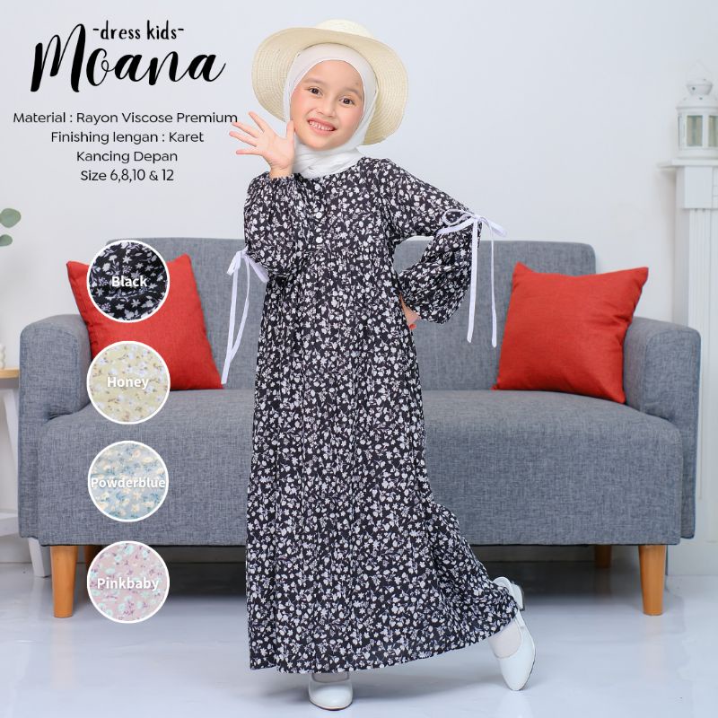 New-Gamis Anak/Homey Dress Anak-Homey Dress MOANA-Bahan Katun Rayon Premium-Busana Muslim Anak murah