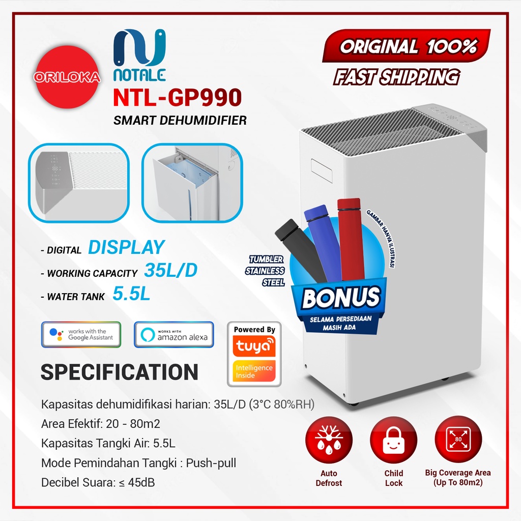 Notale Grandia Pro Smart Dehumidifier 35L/hari with Wifi - Garansi Resmi