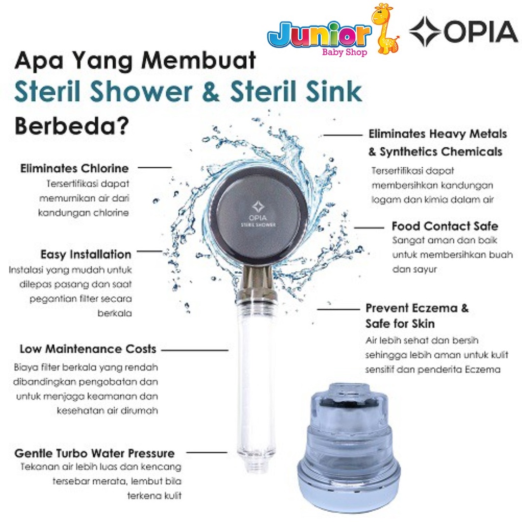 Opia Steril Shower Filter Head Set – Healthy Water Purifiying System